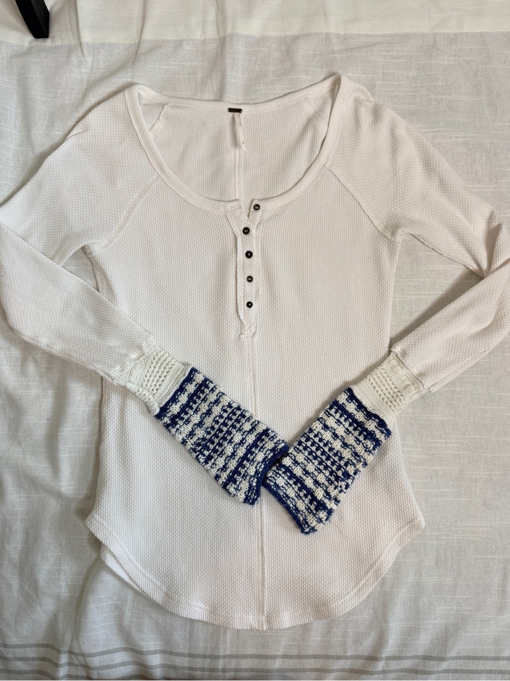 Free People Ski Lodge Newbie Cuff Thermal Henley Top S